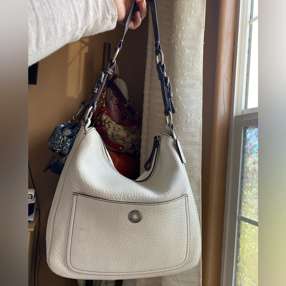 Coach Handbags - Coach Chelsea White Pebble Leather Hobo Bag